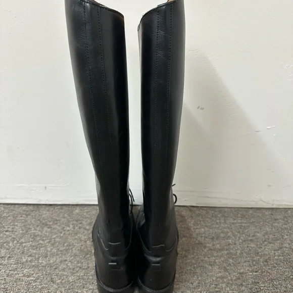 Black Lace-Up Tall Women’s Riding Boots - Leather Ralph Lauren Made in Italy - Picture 2 of 10